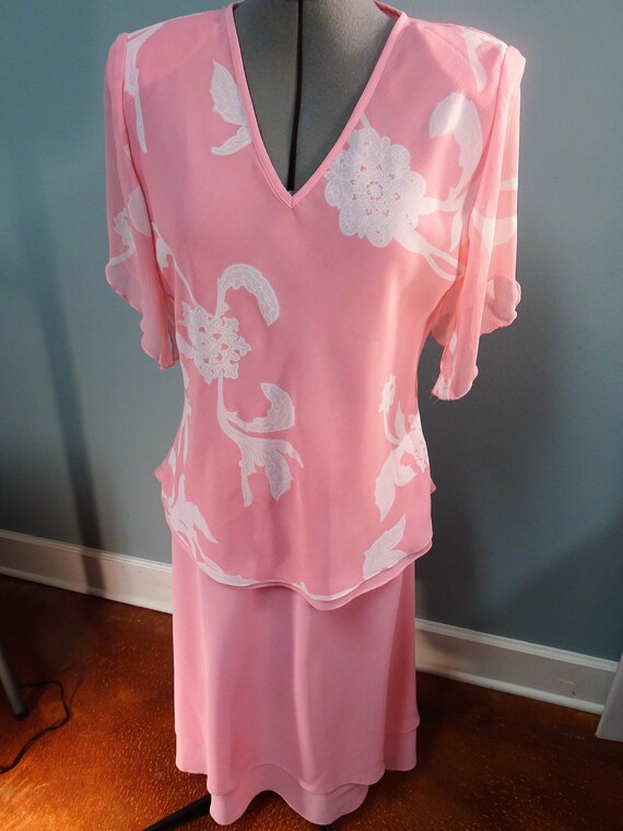 Pink cocktail dress, two-piece pink outfit, lined