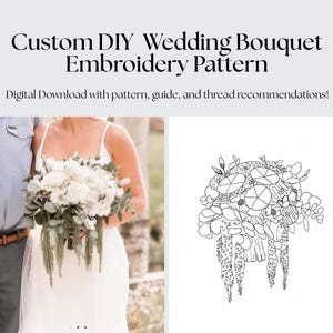 Custom Wedding Bouquet Embroidery Pattern: Personalized Floral Design (Digital PDF Only)