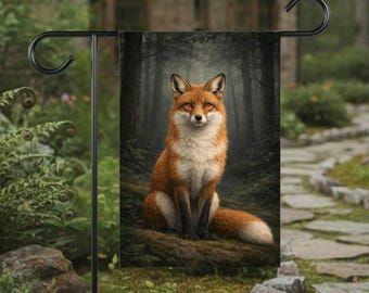 Fuchs Garten oder Haus Flagge - Majestätische Waldtier Cottagecore Outdoor Yard Dekoration