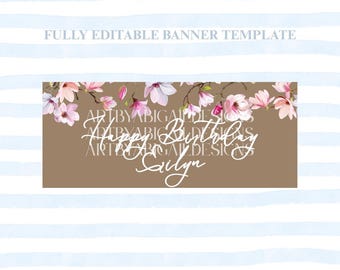 Floral Birthday Banner Template