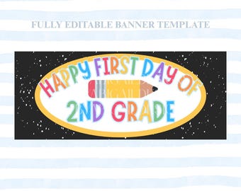 Happy First Day of 2nd Grade Banner Template