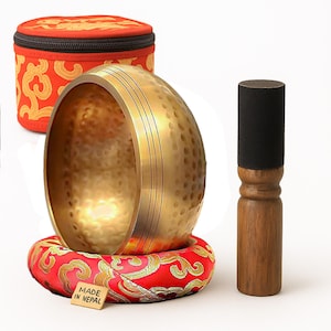Tibetan Singing Bowl Set for Meditation and Sound Healing – Handmade Nepal Bowl for Chakra Balancing, Meditation, Healing and Yoga Practice