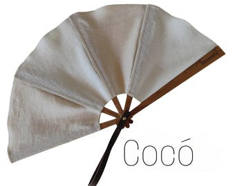 Ventaglio in lino modello Coco in bianco naturale abbinato all'écru