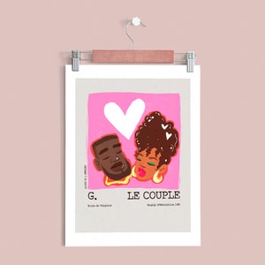 Black Love Art, The Couple  - African American Minimalist Man & Woman Art Print, Character Illustration, Pop Wall Decor for Home,