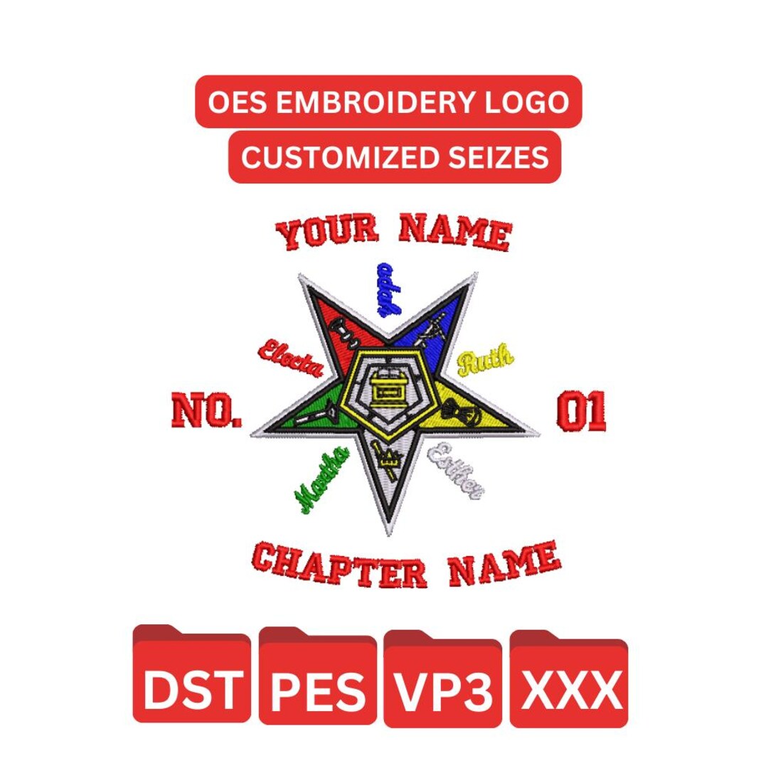 Custom OES Embroidery Design: Order of Eastern Star Logo (digital File ...