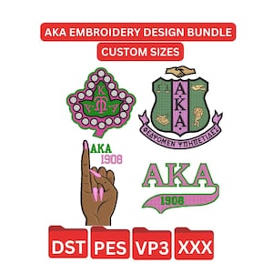 AKA Embroidery Design: Pink & Green Ivy Leaf, Greek Sorority (Digital Download)
