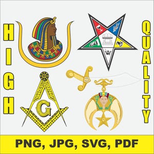 OES DOI Shriner Masonic Logo Bundle Svg Png Freemason Clipart Fraternal Symbols Cricut Sublimation Files High-Quality Fraternal Logo Bundle