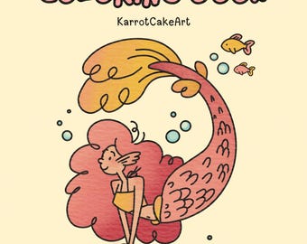 Meerjungfrau Malbuch PDF - 15 Seiten zum Ausdrucken für Kinder und Erwachsene, sofortiger digitaler Download