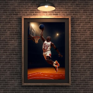 Michael Jordan Dunk Poster – Iconic NBA Wall Art – Air Jordan Digital Print for Basketball Fans