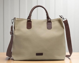 Monogram Tote Bag for Women –  Laptop Handbag with Zipper, Daily Shoulder Bag, Work & Student Gift, Personalized Tote Purse