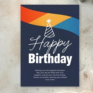 Cartão de aniversário para download digital – Cartão de aniversário personalizado para esposa ou melhor amiga – Modelo editável do Canva – Cartão de felicitações para impressão