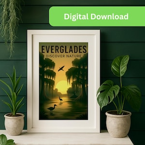Spanish Moss Sunset Printable – Everglades Landscape PNG + SVG | Digital Nature Wall Art