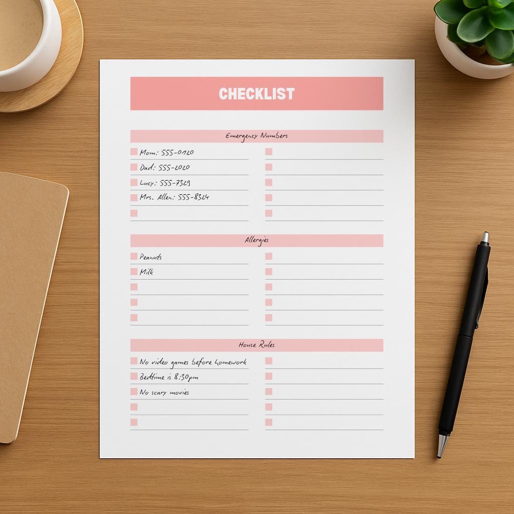 Printable Checklist Template – Digital Download | 5 Color Themes | US ...