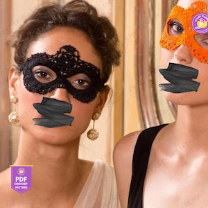 Crochet Lace Masquerade Mask Pattern for Carnival Halloween Festival Party Costume Eye Mask Design for Women Men Masquerade Accessory