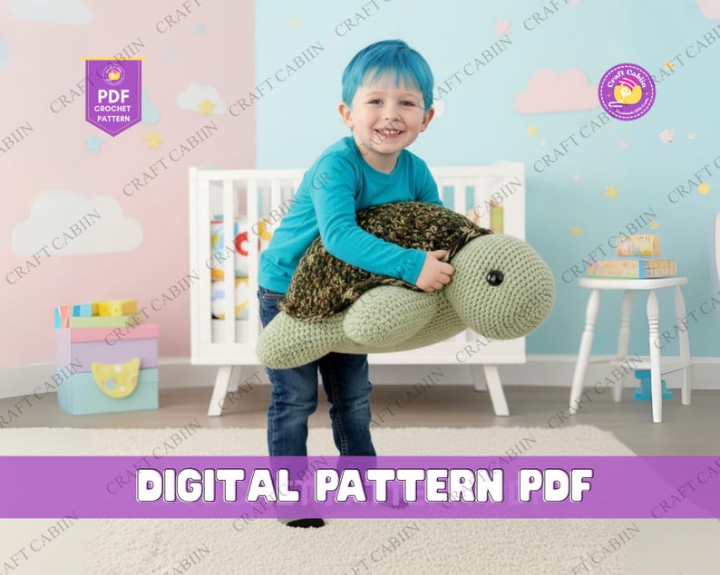 Easy Sea Turtle Crochet Pattern PDF Large Tortoise Pillow Floor Cushion ...
