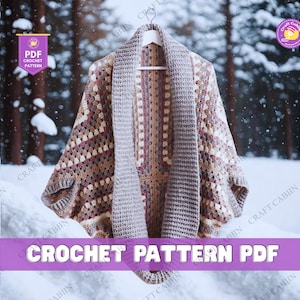 Crochet Hexagon Cardigan Pattern PDF, Easy Granny Hexagon Sweater Pattern for Women, Digital Download Plus Size Crochet Cardigan Design