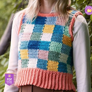Crochet Vest Pattern for Women Slim Fit Waistcoat Crochet Summer Vest Sleeveless Crochet Pattern with Video Tutorial PDF Download