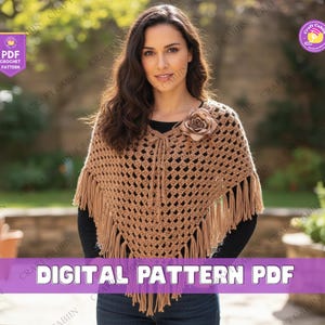 Stargirl Crochet Poncho Pattern Hooded Poncho  Pattern for Beginners Festival Wear DIY Crochet Hoodie Enchanted Poncho Design