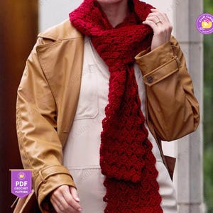 Easy Crochet Scarf Pattern for Beginners Long Fringed Scarf Design Modern Women Crochet Scarf Pattern PDF Autumn Winter Crochet Pattern
