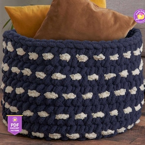 Granny Stitch Crochet Basket Pattern for Beginners, Easy Crochet Basket Pattern with Wooden Base, Modern Decorative Storage Basket Idea