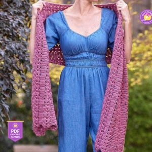 Crochet Shell Stitch Scarf Pattern Shawl Wrap Crochet Pattern With Pockets Lacy Lightweight Scarf Pattern For Fall Winter Handmade Gift Idea
