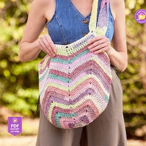 Crochet Tote Bag Pattern for Beginners Easy Market Bag Crochet Handbag Pattern Reusable Crochet Shopping Bag Step by Step Instructions