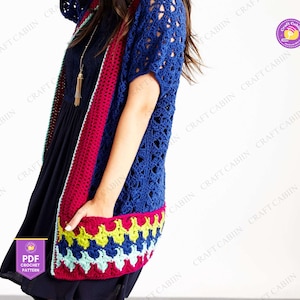 Crochet Cardigan Pattern PDF English Cardi Raglan Sleeve Easy Crochet Sweater Pattern for Women Sport Weight Yarn