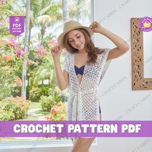 Crochet Sarong Cover Up Pattern for Swimsuit, Beach Wrap Skirt, Summer Crochet Skirt Pattern, Easy Plus Size Cover Up Crochet Pattern
