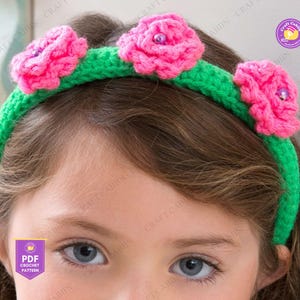 Crochet Daisy Headband Pattern PDF Boho Flower Hairband Crochet Lace Headwrap Pattern Knitted Bandana Head Scarf Tutorial