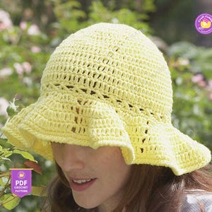 Crochet Bucket Hat Pattern Summer Sun Hat DIY Striped Crochet Hat for Beach, Festival, Outdoor Wear