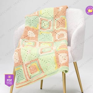 Crochet Afghan Pattern Textured Throw Blanket Crochet Pattern for Beginners Cozy Modern Crochet Blanket Pattern Striped Afghan Pattern