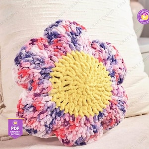 Crochet Pillow Pattern Sunburst Cushion Granny Square Pattern Crochet Cushion Cover Crochet Throw Pillow Pattern Whimsical Home Decor