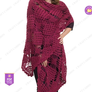 Crochet Lace Shawl Pattern Triangle Wrap Elegant Lightweight Shawl Bridal Evening Lacy Crochet Pattern for Women