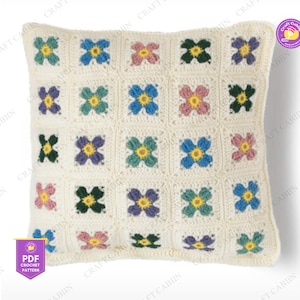Daisy Crochet Pillow Pattern Retro Flower Power Cushion Intarsia Crochet Pattern Groovy Boho Danish Pastel Crochet Home Decor