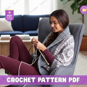 Crochet Hexagon Cardigan Pattern PDF, Easy Granny Hexagon Sweater Pattern for Women, Digital Download Plus Size Crochet Cardigan Design