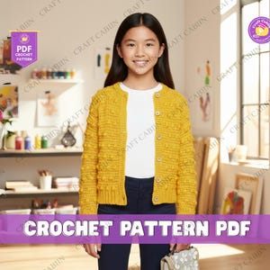 Child Cardigan Crochet Pattern PDF Toddler Girl Sweater Crochet Pattern Kids Crochet Cardigan Baby Sweater DIY Digital Download