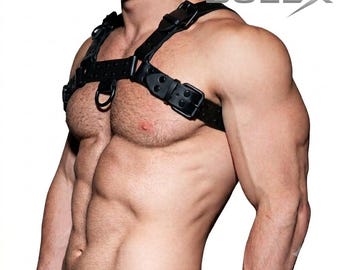 Leren borstharnas heren verstelbaar handgemaakt festivalkleding Pride-accessoire