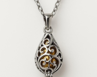 Self-Fill Urn Necklace: Stainless Steel Cremation Jewelry - Keepsake Memorial Pendant