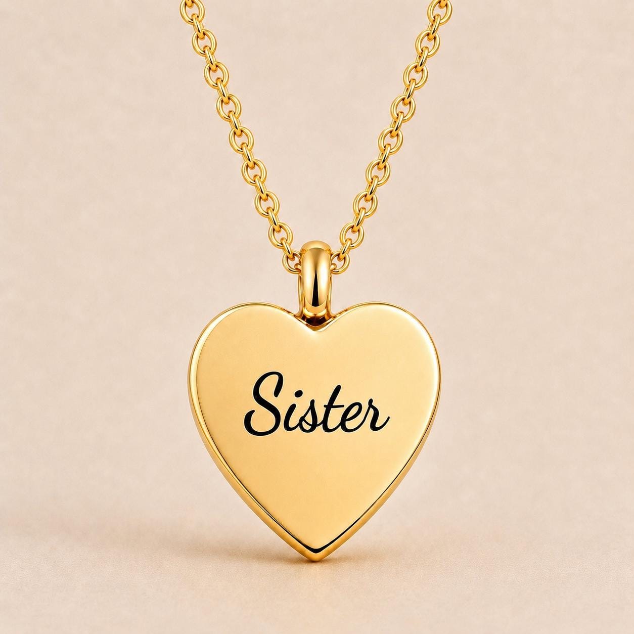 Sister Gold Heart Urn Necklace for Loss of Sister, Memorial Ashes Keepsake Pendant