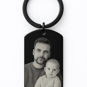 Personalized Photo Keyring: Stainless Steel, Custom Engraved Gift