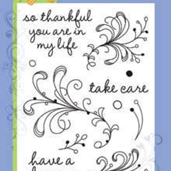 SALE Thankful Hero Arts Rubber Cling Stamp Remountable PolyClear Dot Flourishes CL285