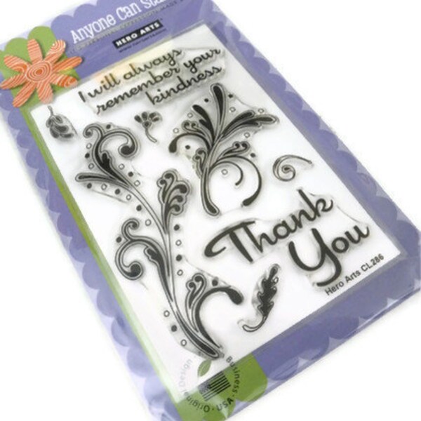 Thank you Stamps Hero Arts Rubber Cling Stamp Remountable PolyClear Flourishes CL286