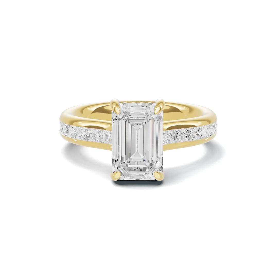 Emerald Cut 2 CT Lab Grown Diamond Engagement Ring in 14K Gold - Etsy