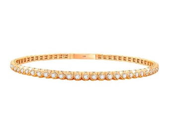 Brazalete flexible de engaste completo: pulsera de oro de 14 quilates con diamantes cultivados en laboratorio