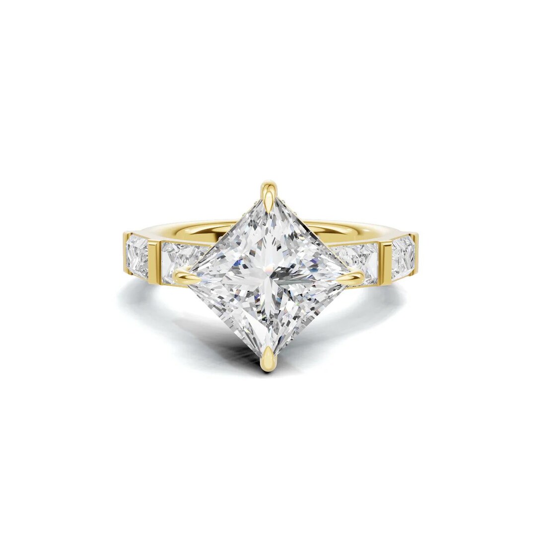 Princess Cut 3.5 CT Lab Grown Diamond Engagement Ring 14K Gold - Etsy