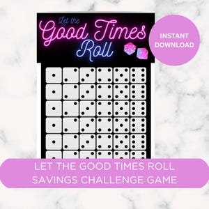 Printable “Let the Good Times Roll” Dice Savings Challenge Game, Cash Envelope Savings Challenge Tracker, Size 6x3