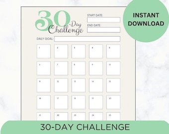 Printable 30-Day Challenge Tracker, Minimal Design, Planner Page Inserts, Habit Tracker, Letter Size