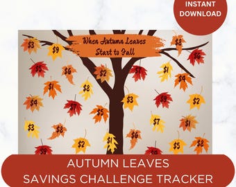 Printable “When Autumn Leaves Start to Fall” Savings Challenge Tracker, Cash Envelope System, A5 Size (6.5x4.5)