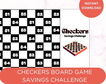 Printable Checkers Savings Challenge, Cash Envelope System Tracker, Letter and A5 (4.5x6.5) Size