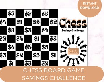 Printable Chess Savings Challenge, Cash Envelope System Tracker, Letter Size and A5 (4.5x6.5)